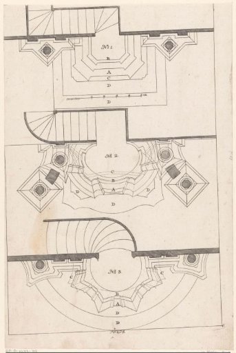 Floor plans of three pulpit-altars