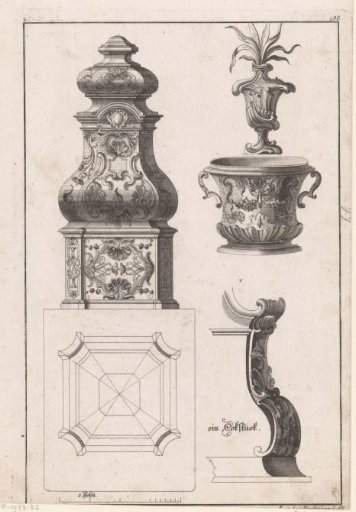 Stove, vase, pot and corner piece