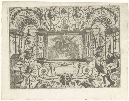 Architectural fantasy with the fall of Bellerophon