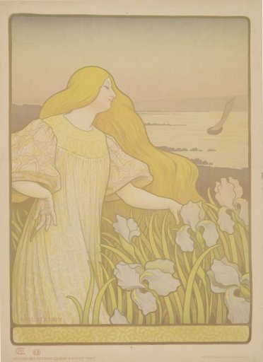 Woman among irises