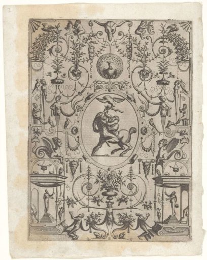 Oval cartouche with Hercules fighting a centaur