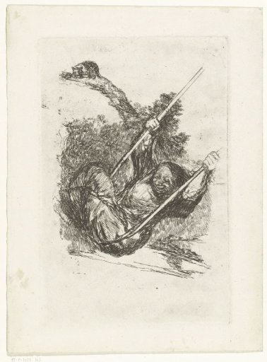 Old woman on a swing