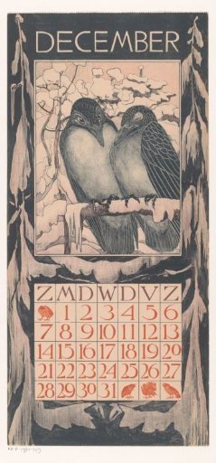 Calendar page for December with two birds