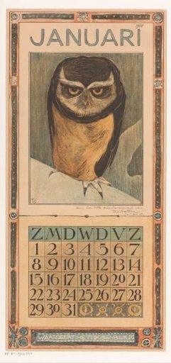 Calendar page for January with an owl