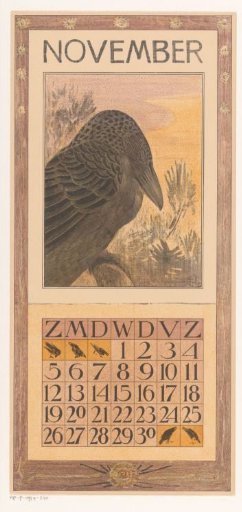 Calendar leaf with crow