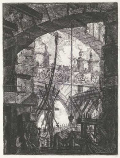 Arch with view through to arcade with a frieze