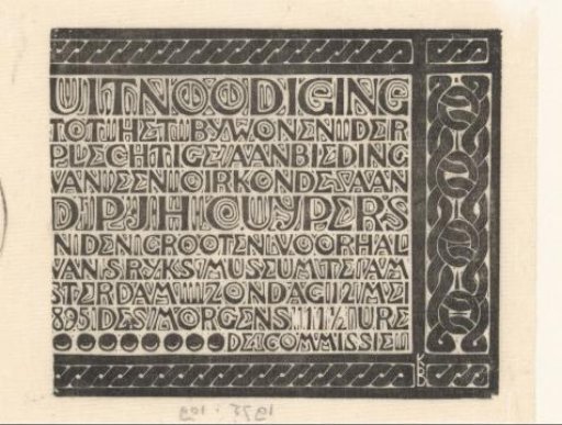 Invitation for the Presentation of a Charter to Pierre Cuypers