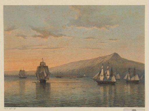 View of the anchorage at Anjer on Java
