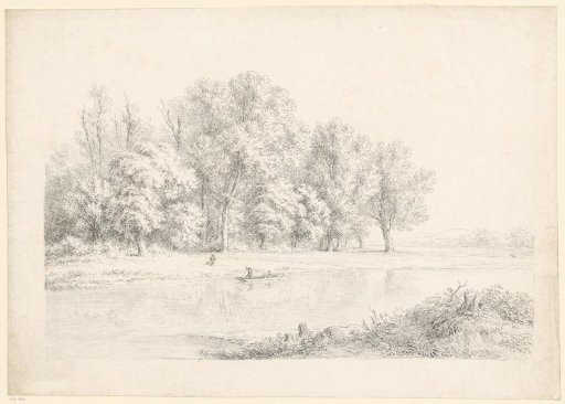 Landscape with a rowing boat on the water