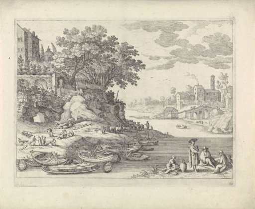 Harbour with Rowing Boats, Figures and Cattle