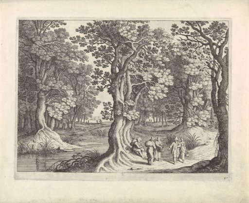 Forest Landscape with Five Travellers