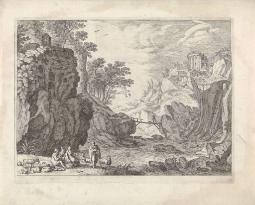 Rocky landscape with a river and a group of figures