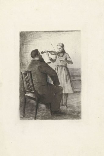 Girl playing the violin and a man