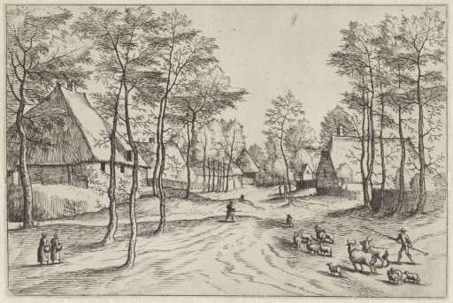 Village Street with Livestock and a Shepherd
