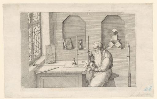 Portrait of Wenzel Jamnitzer, engaged in perspective calculations