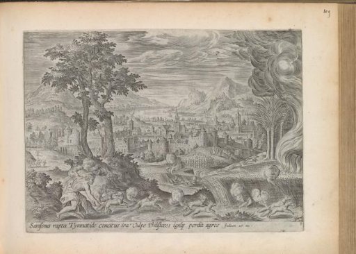 Samson sets fire to the cornfields of the Philistines