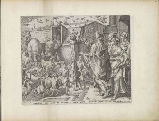 Noah goes with his family and the animals aboard the ark