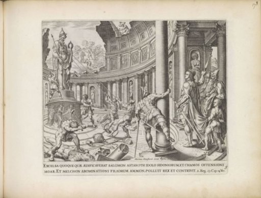 King Josiah destroys the temples of Astarte, Kemos, and Milkom