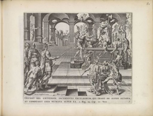King Josiah orders the priests of the temples in Samaria to be killed