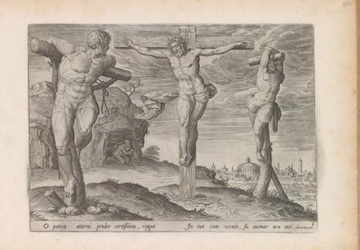 Christ on the Cross between the two thieves