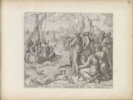 Christ telling parables from a ship