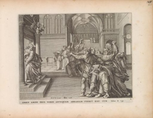 Jews in the Temple Throwing Stones at Christ