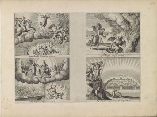 Struggle between the Heavenly and Earthly Armies / Angel Chains Satan / Last Judgment and the Devil Cast into the Pool of Fire / Angel Shows John the New Jerusalem