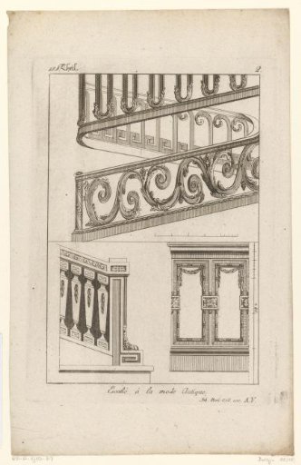 Stair railings with volutes