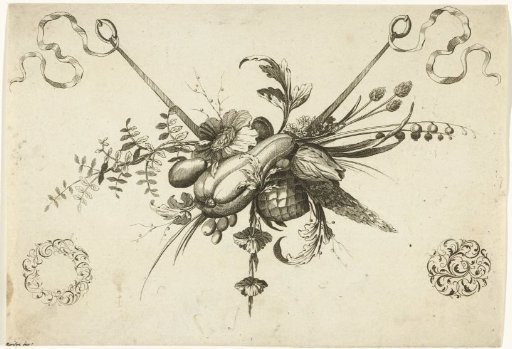 Festoon with flowers, leaves and fruit