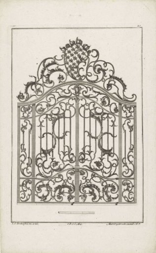 Wrought-iron gate with floral motifs
