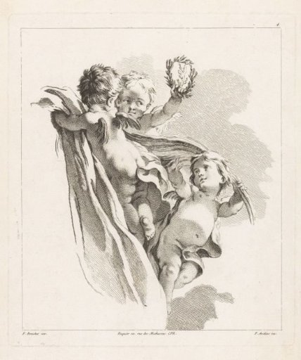 Putti with a laurel wreath