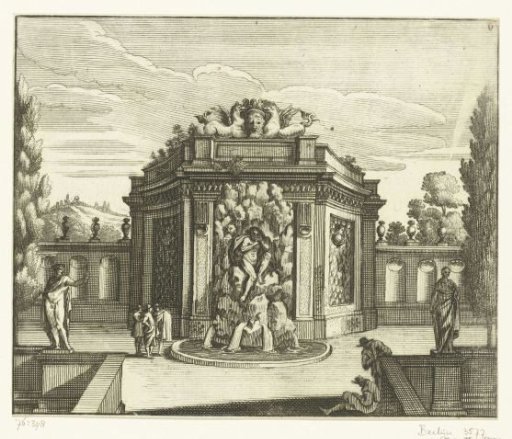 Wall fountain in a garden pavilion