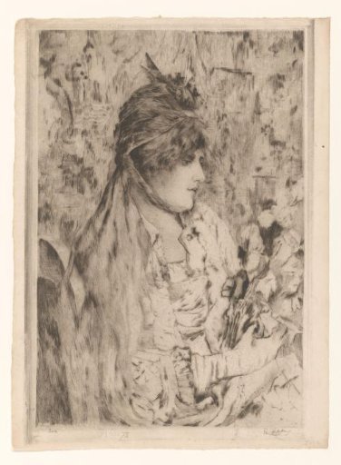 Woman with a bouquet of flowers