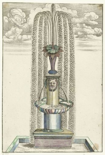 Square basin with a column on a square pedestal