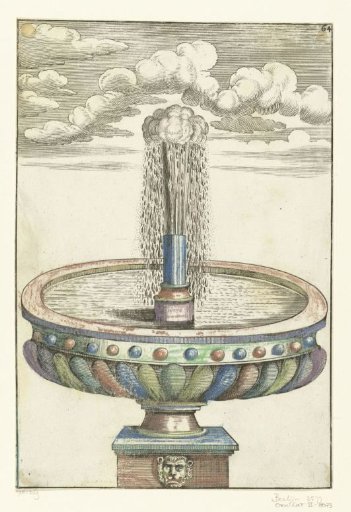 Round basin on a pedestal with a lion's head
