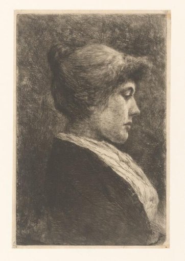 Portrait of a woman, in profile