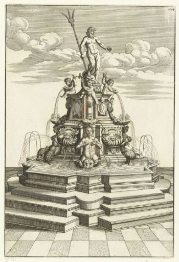 Polygonal basin on a raised platform with steps