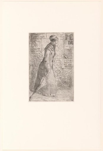 Woman with an umbrella, walking on the street