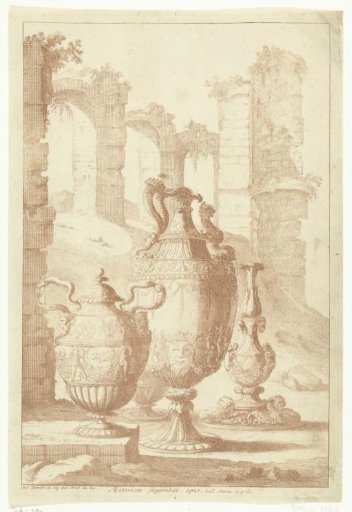 Three vases and a candelabrum