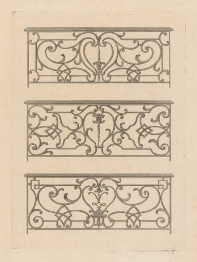 Three balustrades with leaf motifs