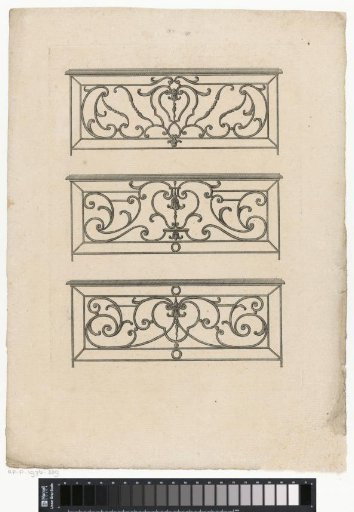 Three balustrades with leaf motifs