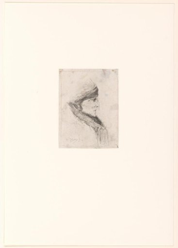 Head of a young woman, in profile