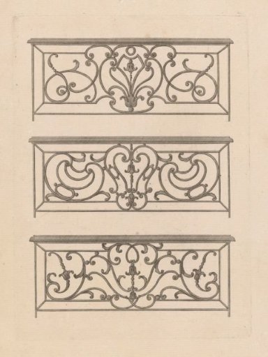 Three balustrades with leaf motifs