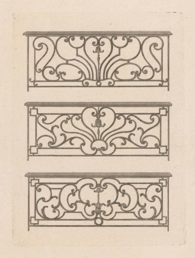 Three balustrades with leaf motifs