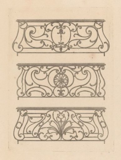 Three balustrades with leaf motifs