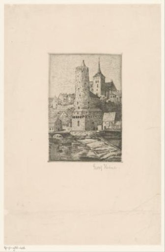 City view with two towers