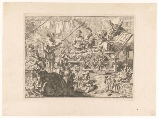 Pulcinella in a movable chair