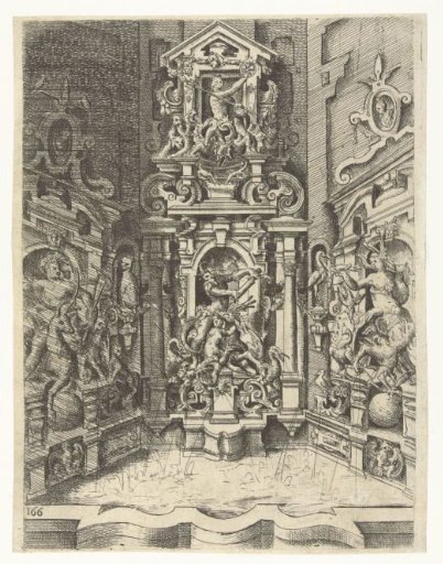 Large fountain, built in between three walls