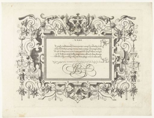 Rectangular cartouche with inscription in mirror writing