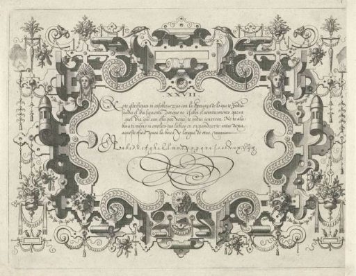 Cartouche with calligraphy, with sequins in the scrollwork